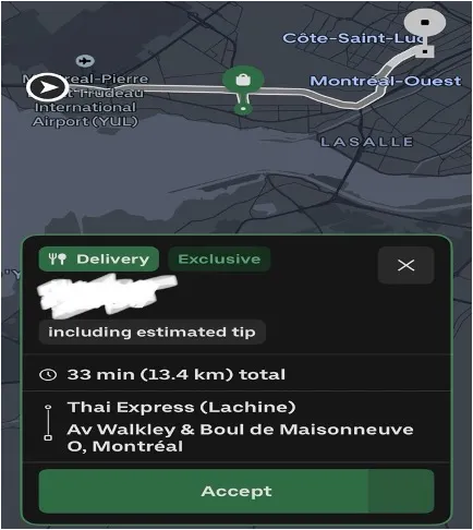 Uber Eats driver interface on a smartphone